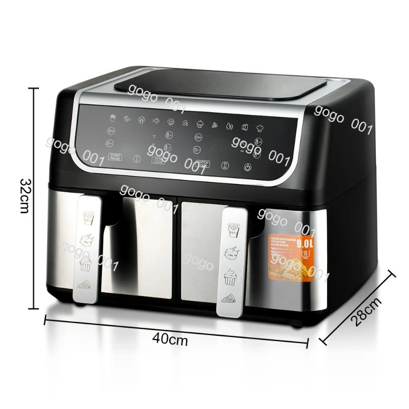 Dual-Basket 9L Large Air Fryer with Independent Cooking, Smart Touch Screen & Sync Finish for Family Meals