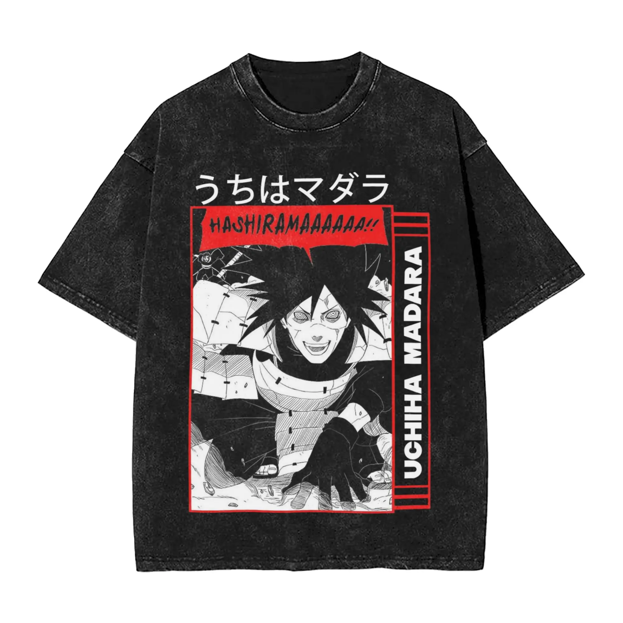The clan's ghost Narutoes Anime Washed T Shirt Streetwear Hip Hop Vintage T-Shirts Tees Tops Men Women Short Sleeve Harajuku