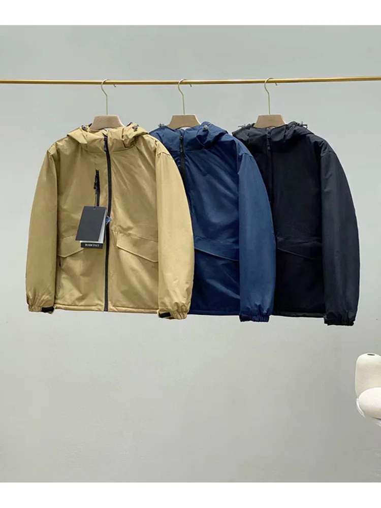 

Мужская зимняя теплая уличная хлопковая куртка с капюшоном, спецодежда из полиэфирного волокна, застежка-молния, цветная молодежная мода...