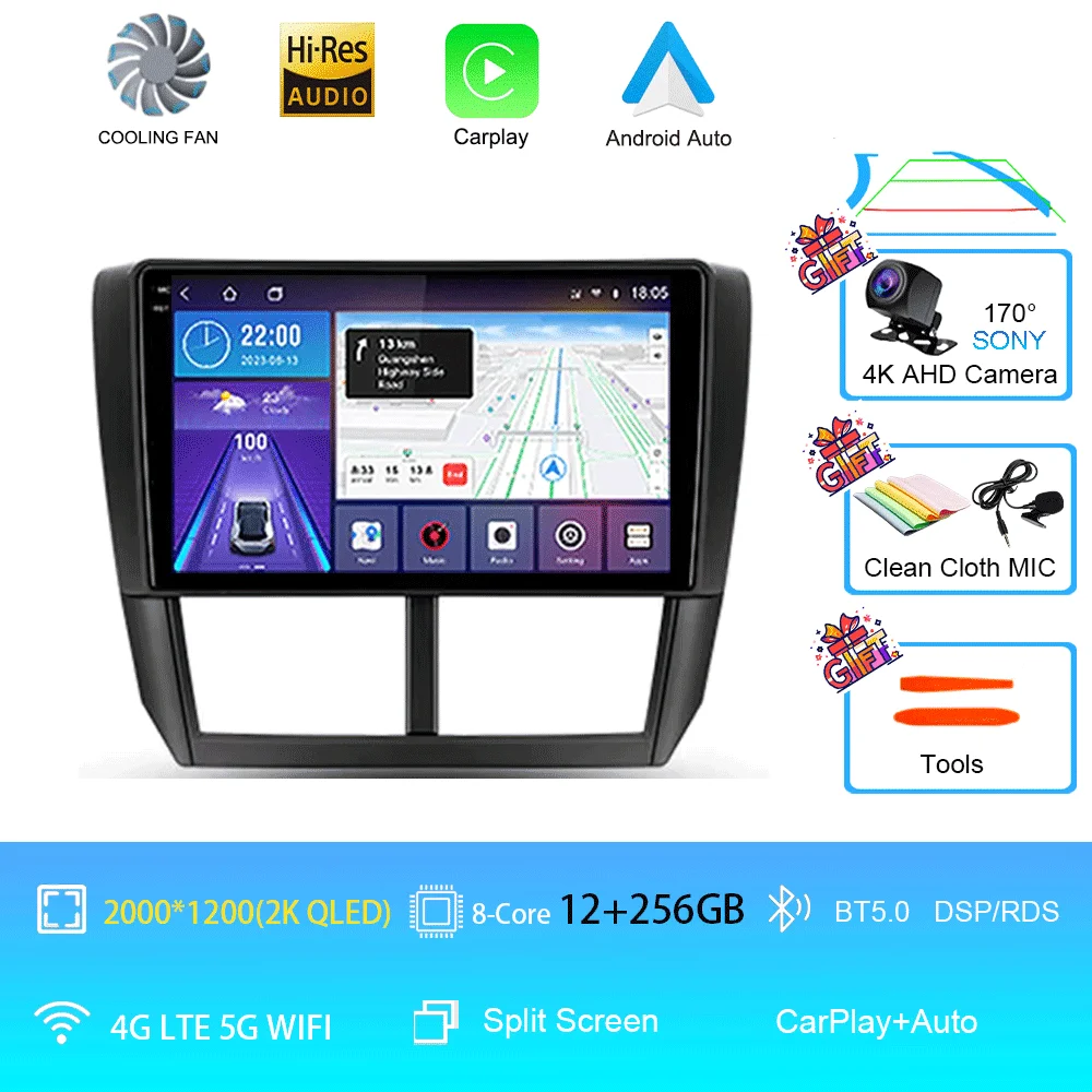 Auto radio Android 16 Carplay voor Subaru Forester 3 SH 2007-2013 voor Impreza GH GE 2 Din multimediaspeler 2 din head unit