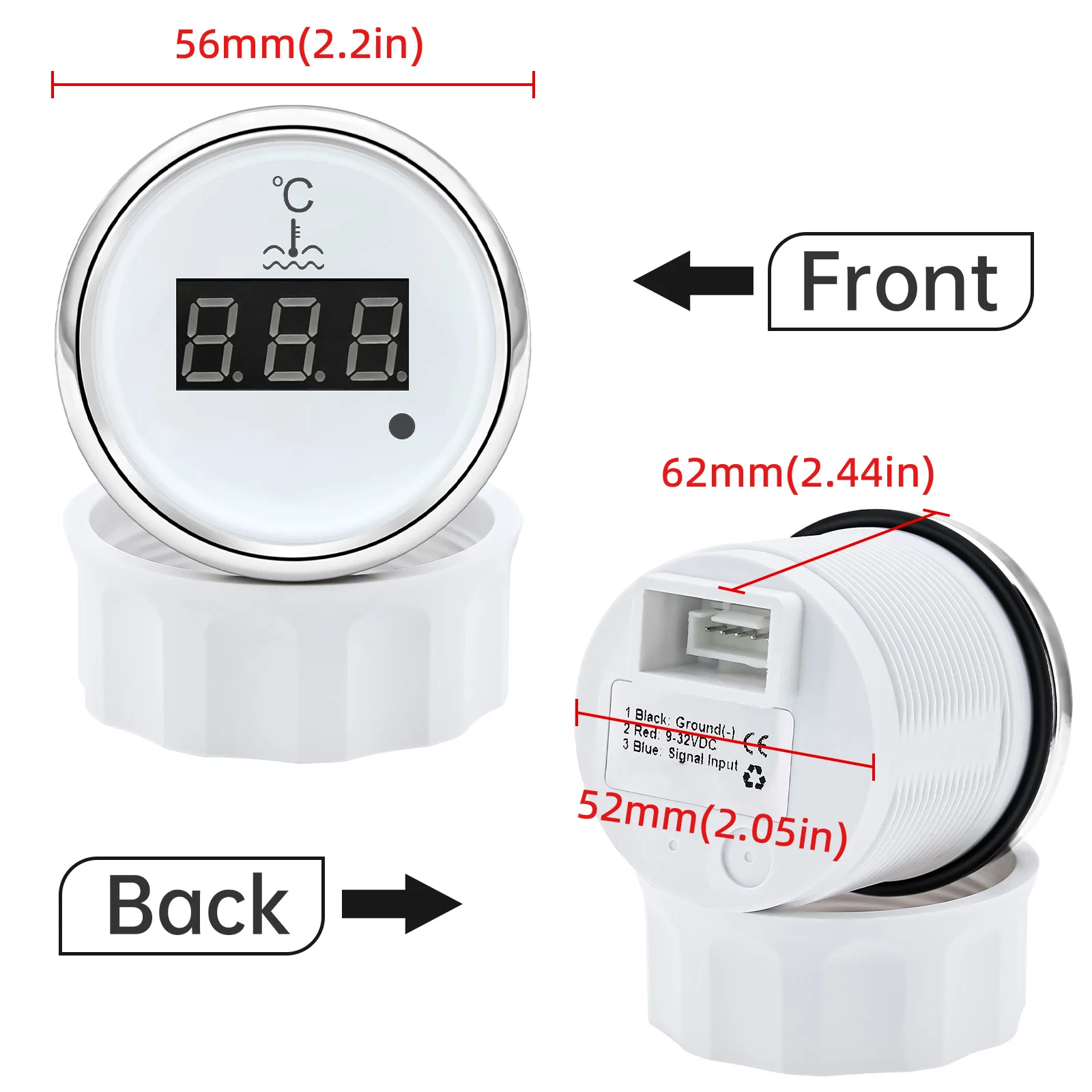 Red Light 0~120℃ Water Temp Meter+Sensor Digital Water Temperature Gauge with Alarm for Car Marine Yacht Boat 12V 24V Customized