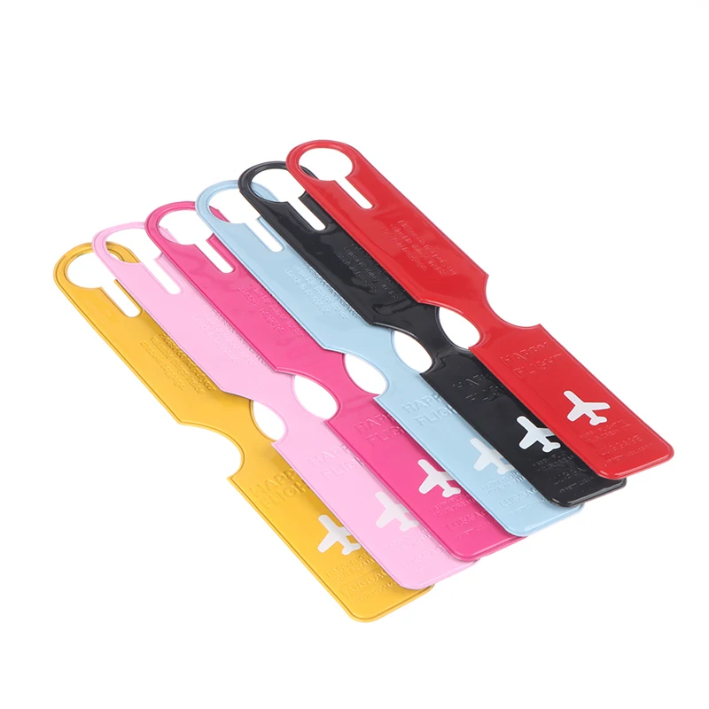 1pcs Cute Luggage Label Straps Suitcase Id Name Address Identify Tags Luggage Tags Airplane PVC Accessories High Quality