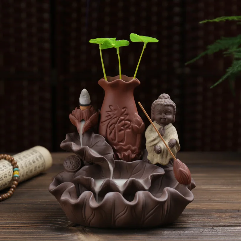 

Jingping Three Saints Backflow Incense Burner Creative Office Flower Arrangement Gift Ornament