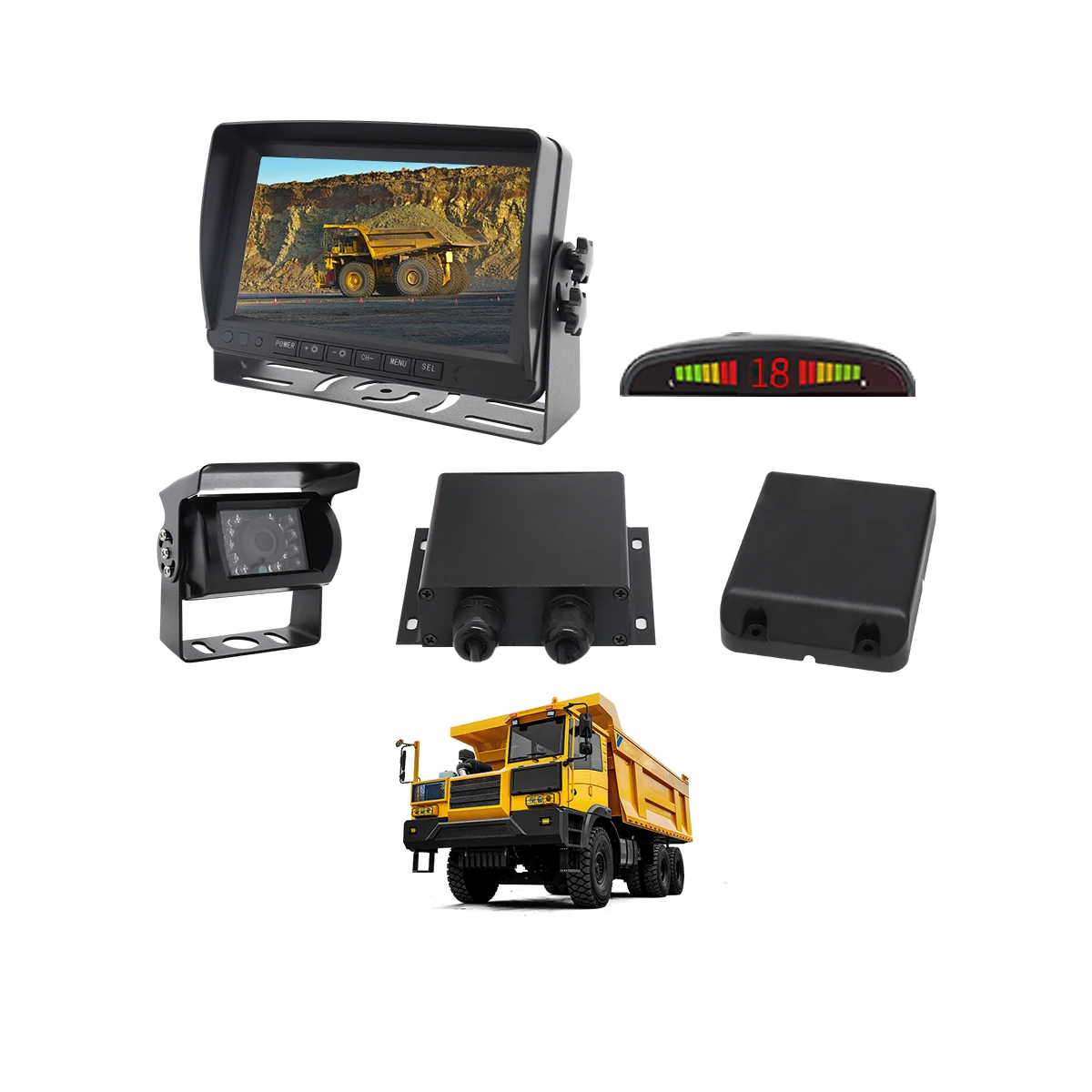 Factory Collision Avoidance Waterproof AI Camera Split Screen 24 GHZ Millimeter Wave Radar Sensor Camera Systems for Semi Truck