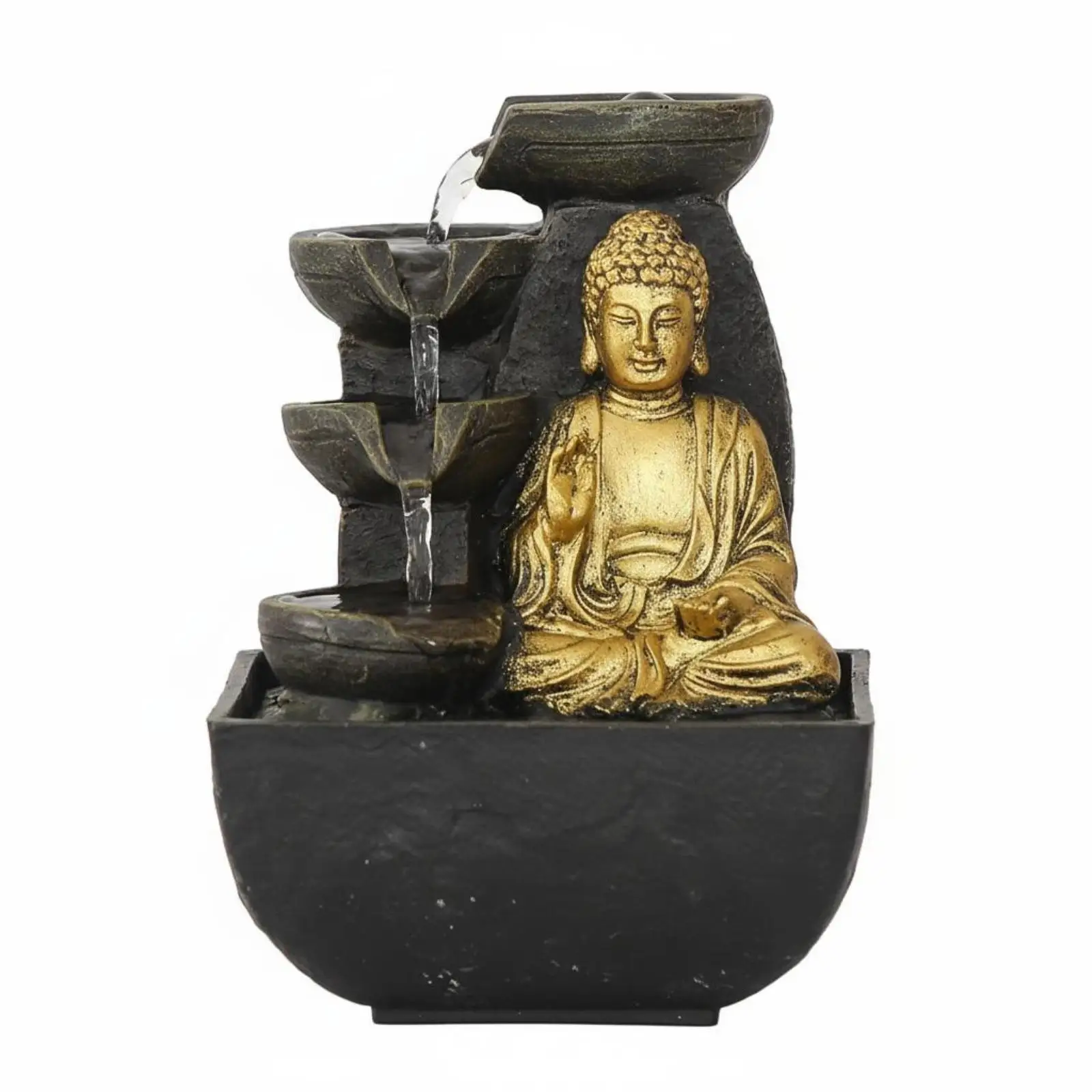 Tranquil Tabletop Water Feature Self-Circulating Desktop Water Feature Feng Shui Mini Indoor Waterfall Statue for Office Desk,