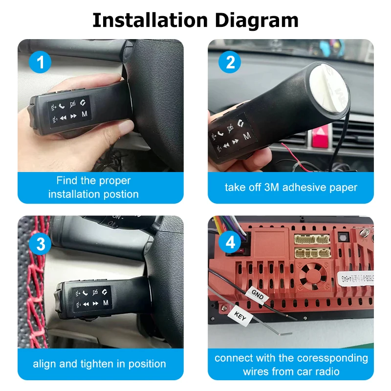 8-Key Universal Multi-functional Car Steering Wheel Button With Blue Light For Car Radio DVD GPS Multimedia Navigation Head Unit
