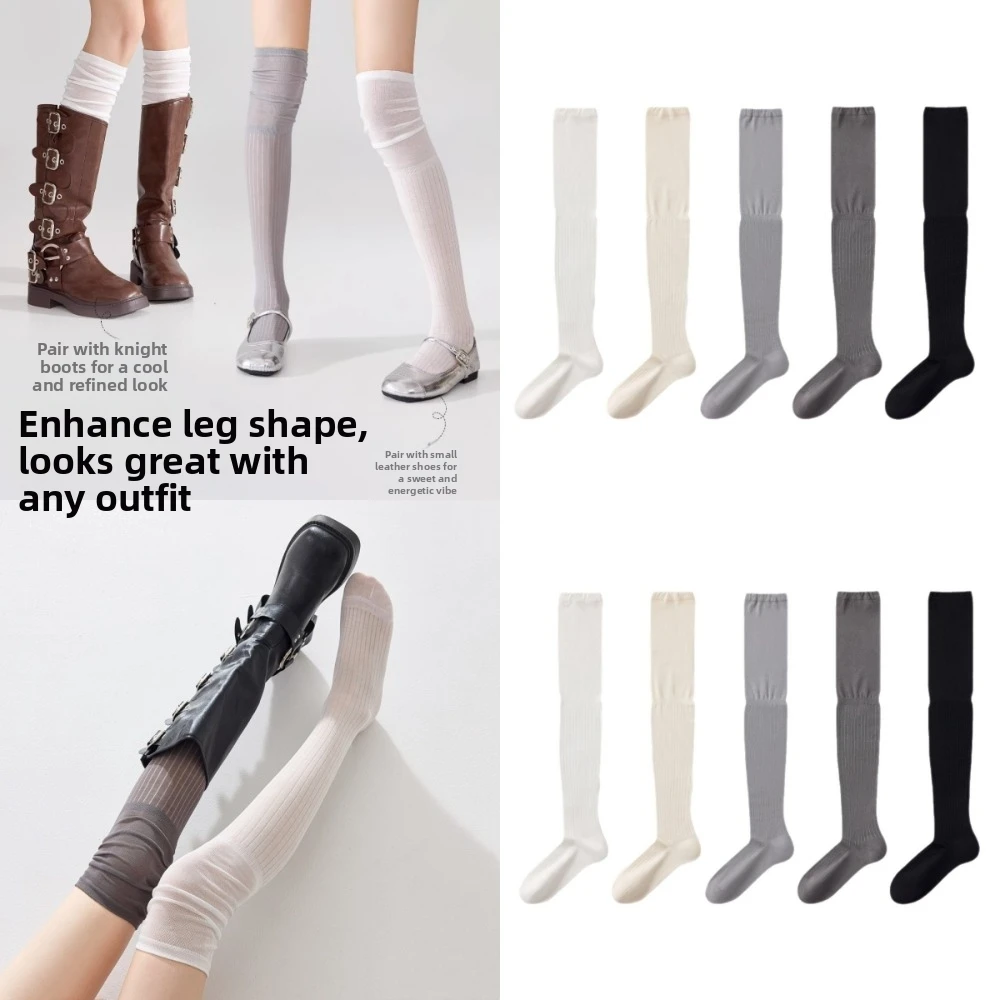 Soft Women Mulberry Silk Stockings Comfortable Ultra-thin Thin Long Socks Anti-fric Slimming Knee Thigh High Socks Nightclub
