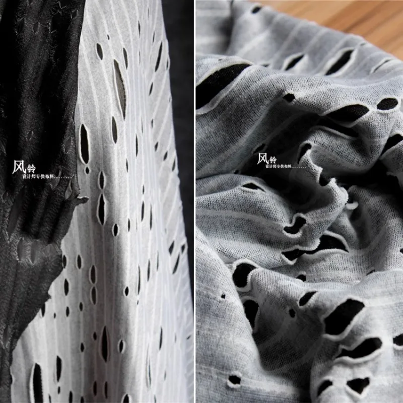 

Dark Gray Ripped Cotton Linen Dress DIY Sewing Costume Overcoat Retro Breathable Clothing No-Pilling Design Fabric