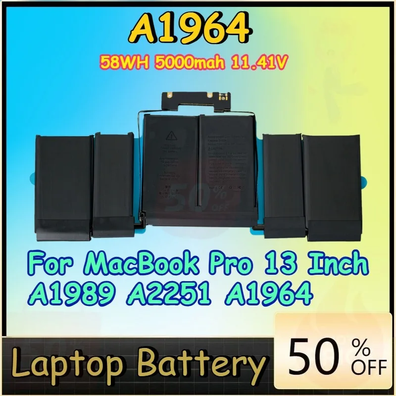 

A1964 58WH 5000mah 11.41V Battery for MacBook Pro 13 Inch A1989 A2251 A1964 Laptop Battery