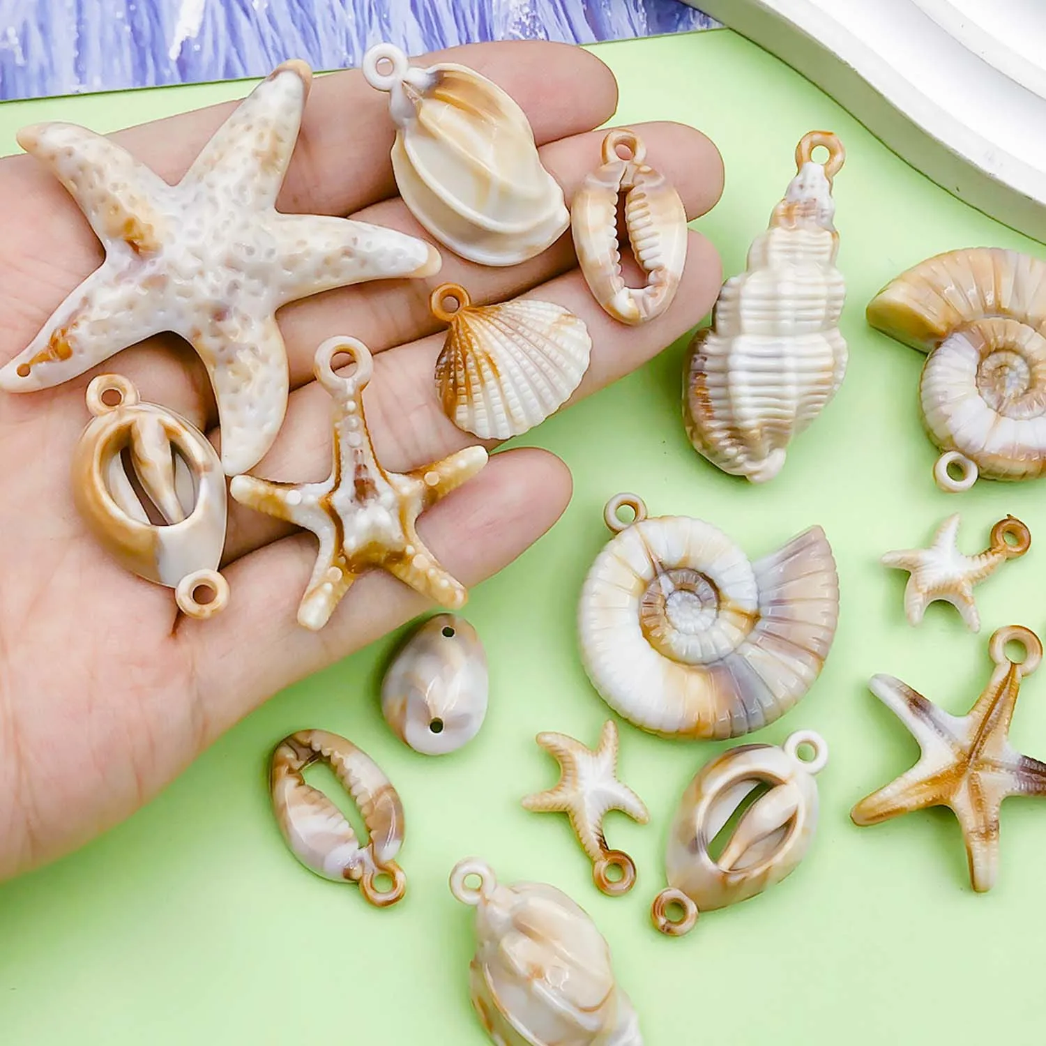 20/24pcs Acrylic Shell & Starfish Charms for DIY
