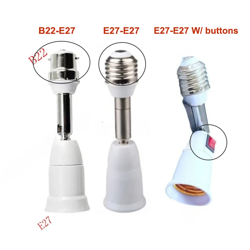 

5-Pack E26 E27 Light Bulb Socket Extender Converter 4.5 Inch Extension Socket Adapter, Flexible Adjustable 180°Horizontal 360°