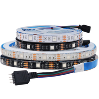 RGB LED Strip Light DC 5V 5050 Flexible LED Tape 50cm 1m 2m 3m 4m 5m 30Leds/m Lamp With 4pin Plug TV Backlight White/ Black PCB