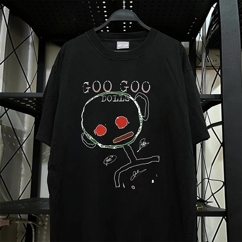 Goo Goo Dolls Heavy Metal Band Trendy Short Sleeve T-Shirt Rapcore American Retro Cool Half Sleeve Men's Cotton round Neck T-...