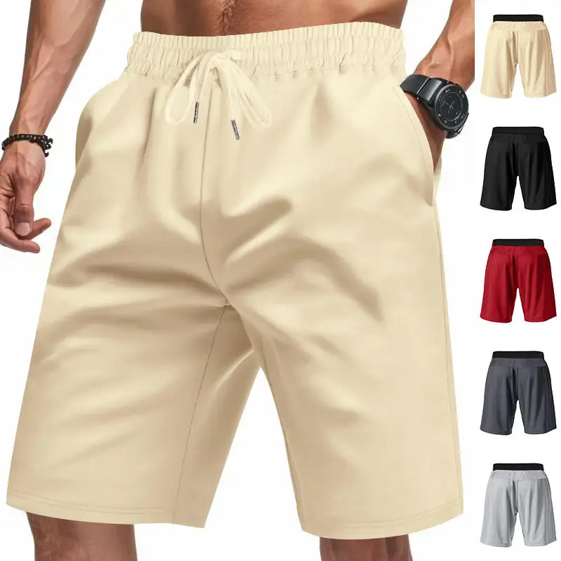 

Men's Summer Skin-friendly Breathable Loose Running Five-Quarter Shorts Comfortable Drawstring Elastic Waist Casual Trousers