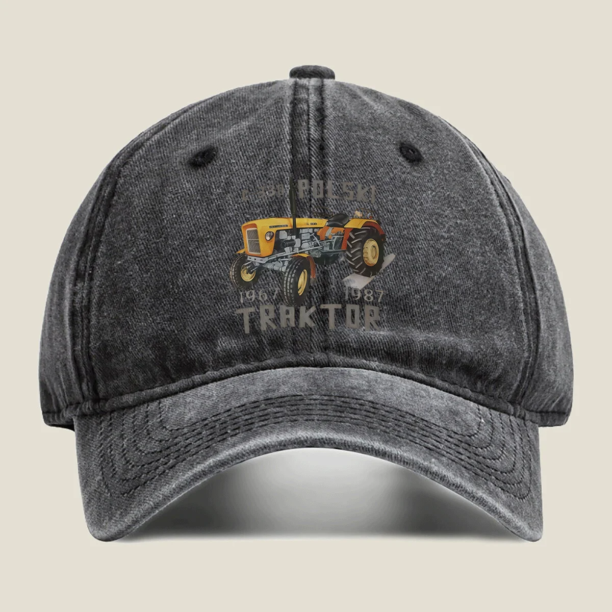 C 330 Polski Tractor Print Baseball Cap Vintage Washed Denim Unisex Sun Protection Cap for Casual Outings
