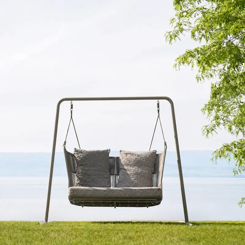 Outdoor Balcony Rope Woven Swing Patio Rocking Chair Villa Garden Terrace Hanging Chair Cradle Outdoor Furniture