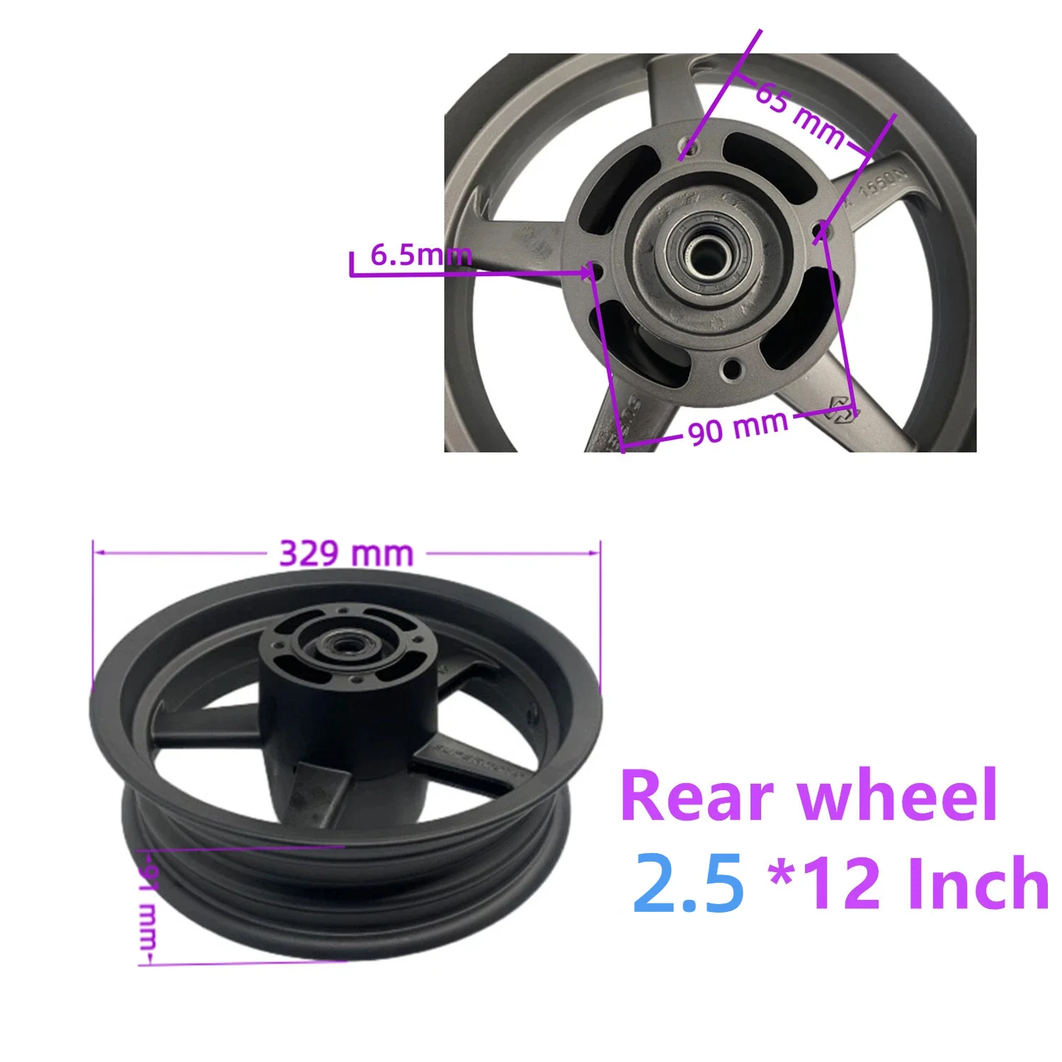 GP Wheel Pit Bike Tubeless Wheel Set, Light Supermoto Alloy Racing Rim 2.15/2.50-12 2.5/3.0-12 Inch for Motard Road Motorcycle