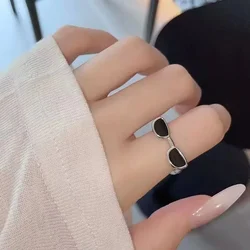 Fashion Cute Small Glasses Rings Eyeglasses Adjustable Ring For Women Men Girls Funny Open Mini Eyewear Finger Rings Jewelry