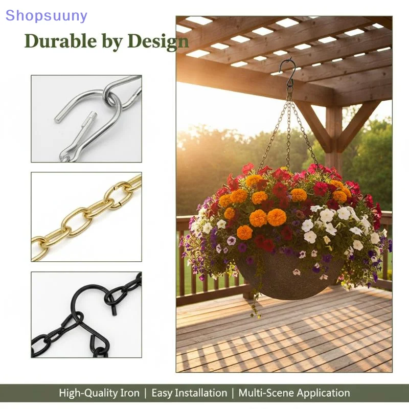 [SU]Black Silver Gold Hanging Chains Plant Hangers For Flower Pot Basket Bird Feeders Planters Lanterns Ornaments[SU]
