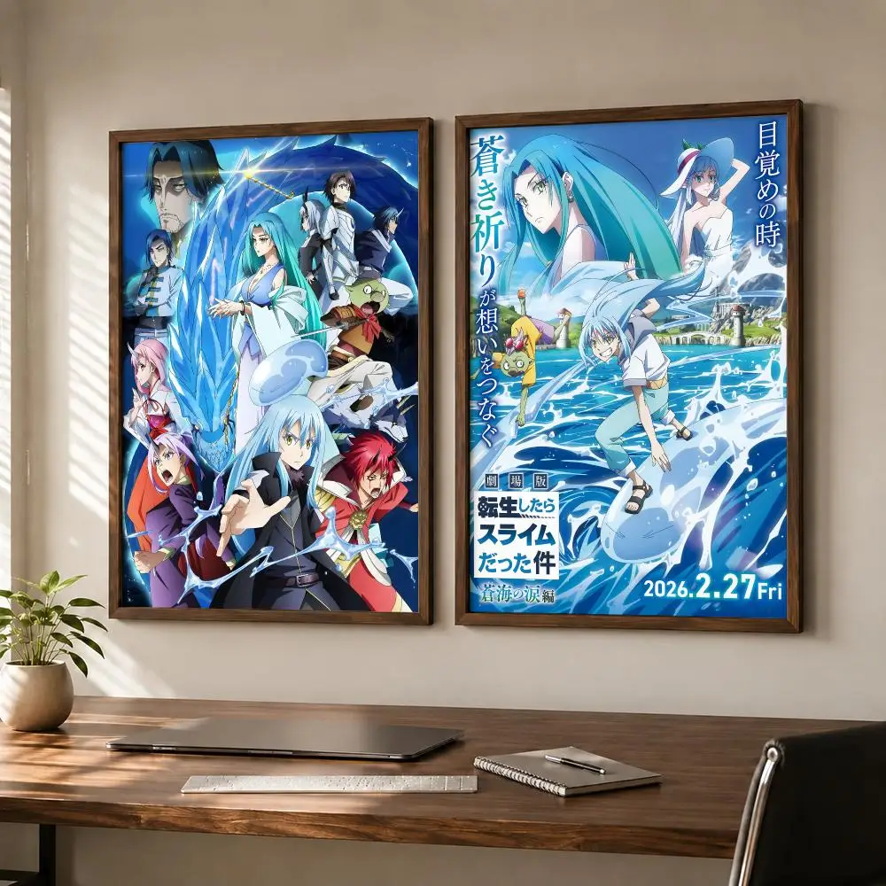 Popular Fantasy Isekai Anime That Time I Got Reincarnated as a Slime Poster Self-adhesive Waterproof Paper Room Wall Decor
