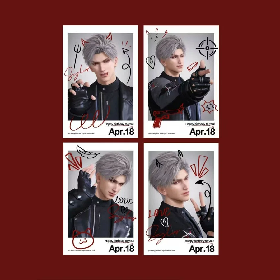 4 Pcs/Set Love And Deepspace Lomo Card Sylus Zayne Xavier Rafayel Happy Birthday Small Cards Photocard Fans Collection Gift