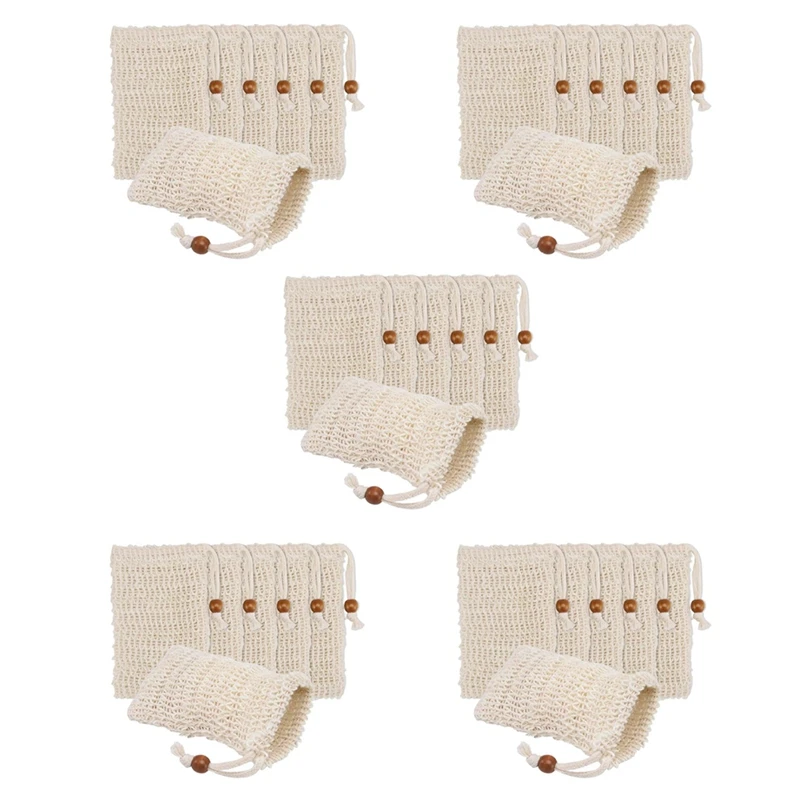 200 Pack Soap Exfoliating Bags,Soap Saver Made Sisal Mesh Soap Bag Bar Soap Bag With Drawstring For Bath & Shower Use