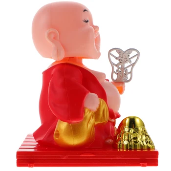 Little Monk Figurine Solar Head Toys Solar Powered Shaking Head Monk Toy Cute Solar Dancer Toy Figure Buddha Monk Swing Toy