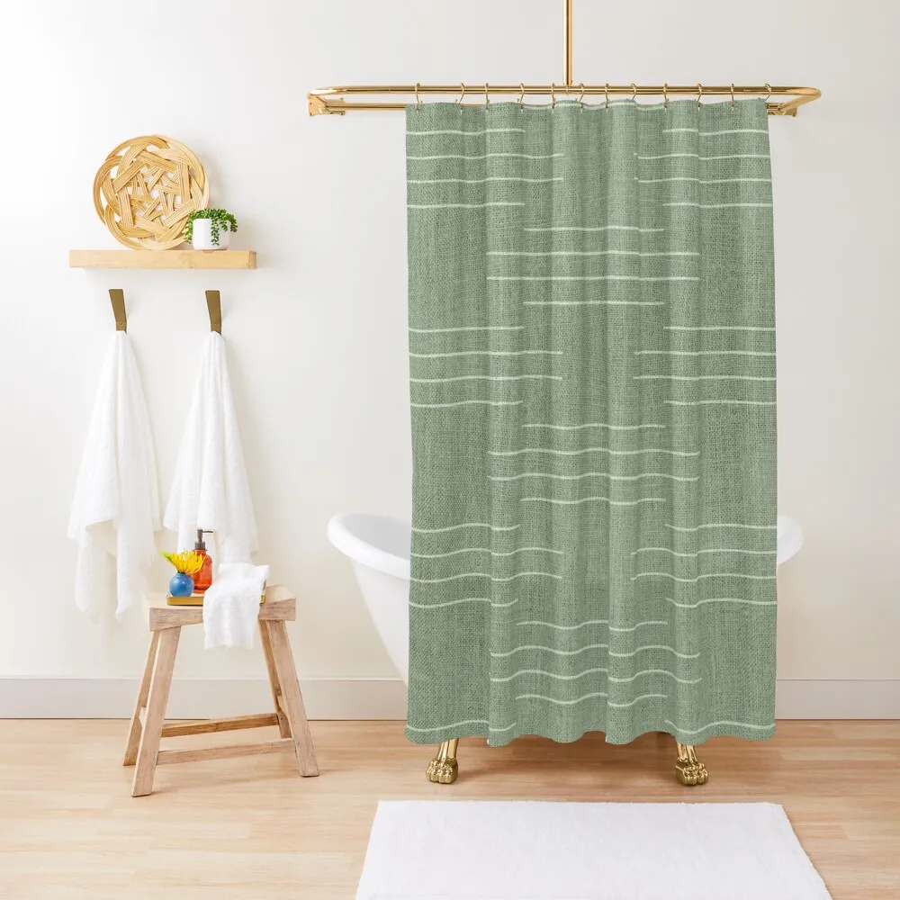 

Minimalist, Boho, Line Art in Sage Green Aesthetics Shower Curtain In The Bathroom Shower Sets For Bathroom Cover Curtain