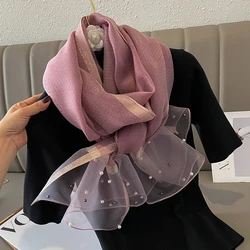 2023 Luxury Brand Women Fashion Scarf Plain Solid Silk Linen Shawls Scarves Summer Lady Bandanas Foulard Hijab