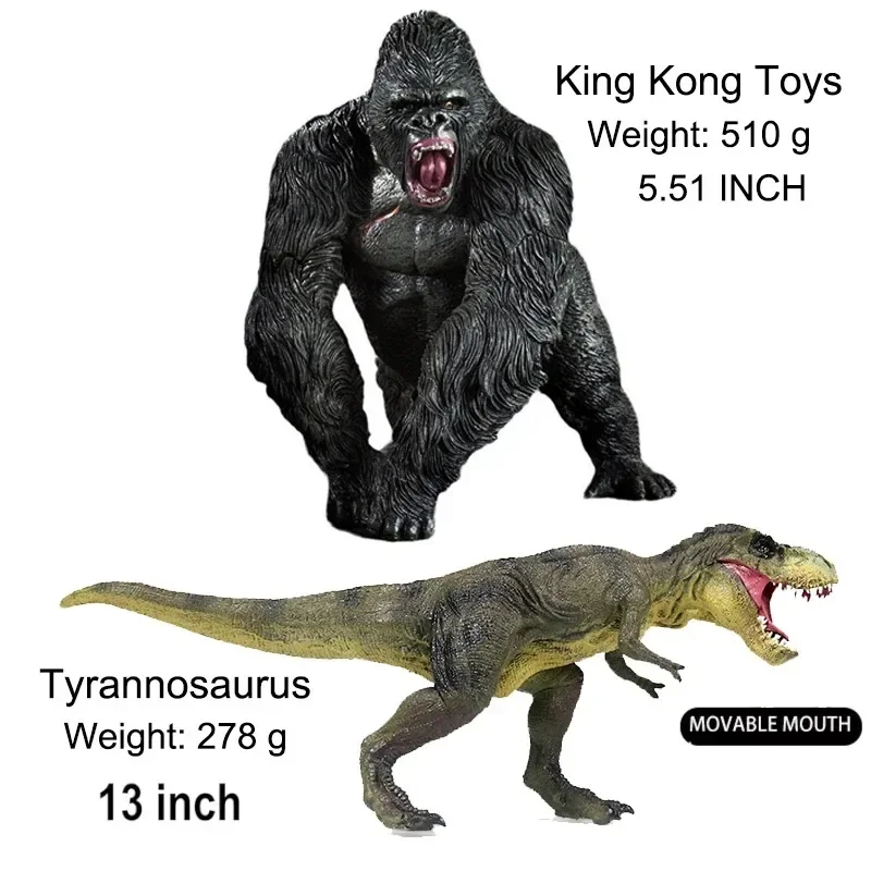 Gorilla King Kong Giocattoli Figura Rampage Jurassic T-Rex Modalità di combattimento Scimmia Solid Figurine di animali selvatici per giochi di ruolo Racconto di storie