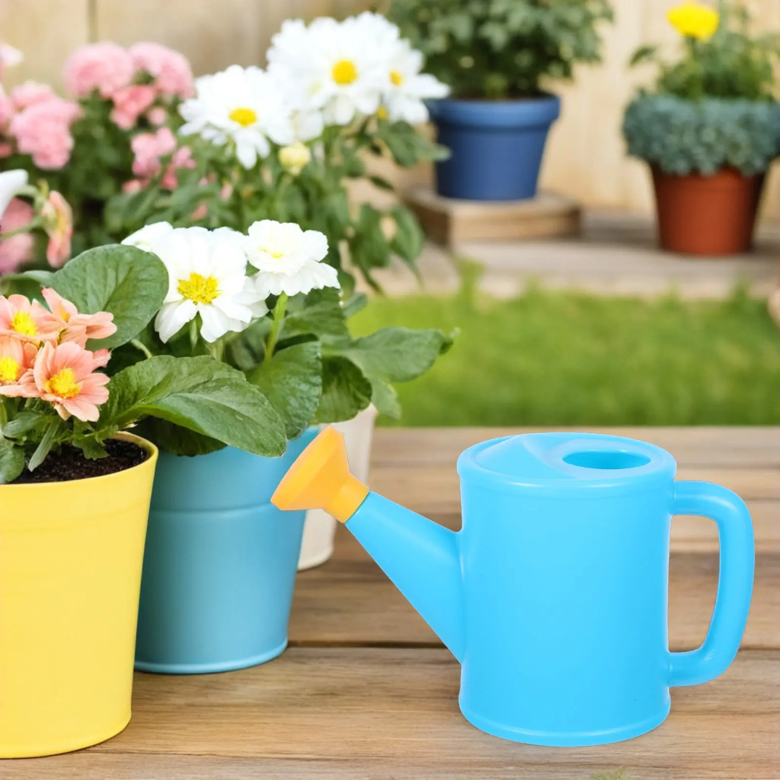 Kids Plastic Watering Can Blue Lightweight Portable Garden Sprayer for Children Outdoor Sand Beach Playing Garden Tool for Kids