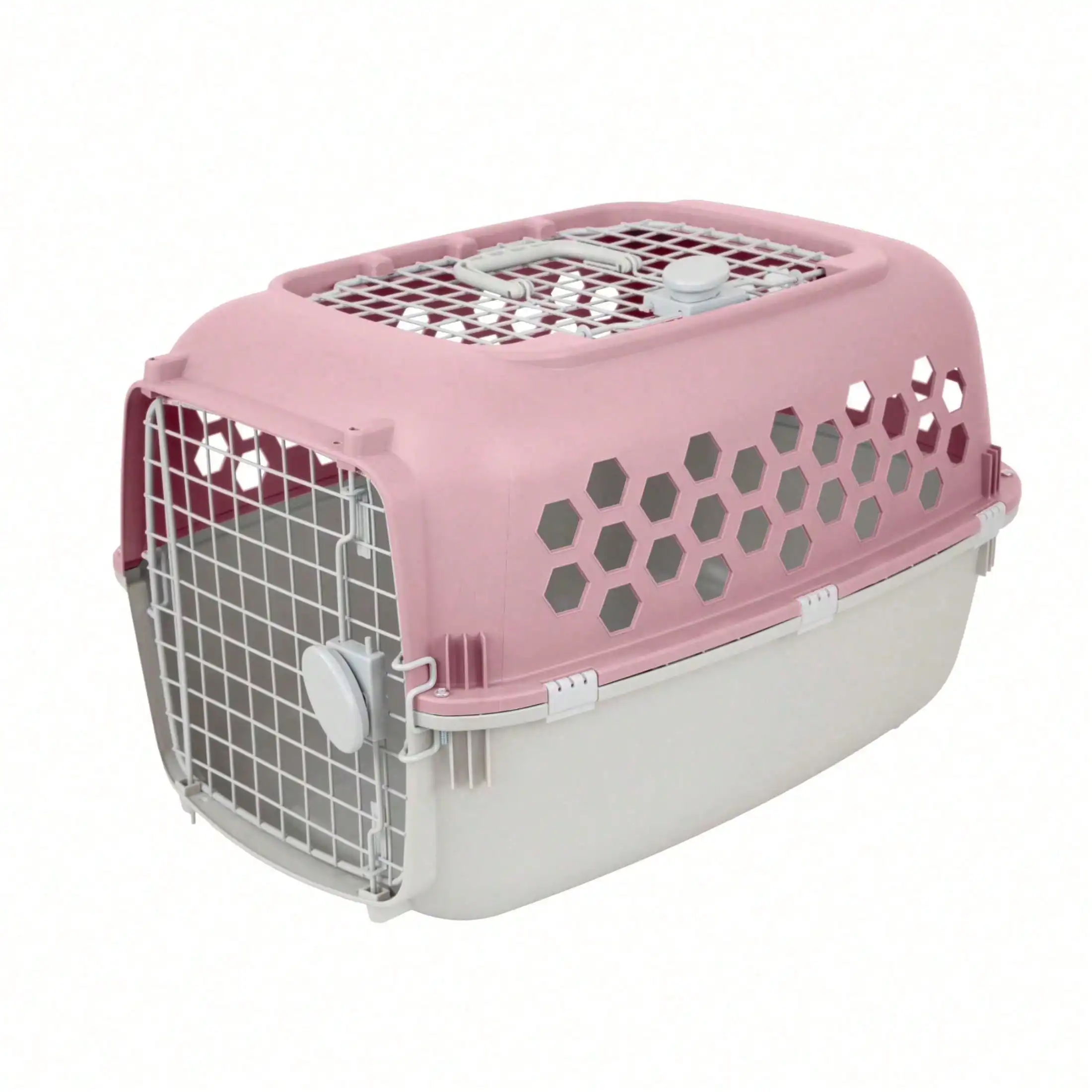

Pet Airline Crate 2-Door 24" Plastic Portable Kennel For Dogs, Pink