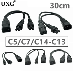 IEC 320 C14 Male Plug To 2XC13 C5 C7 C8 C13 Female Y Type Splitter Power Cord C14 To 2ways C13 Power Adapter Switch Cable 250V