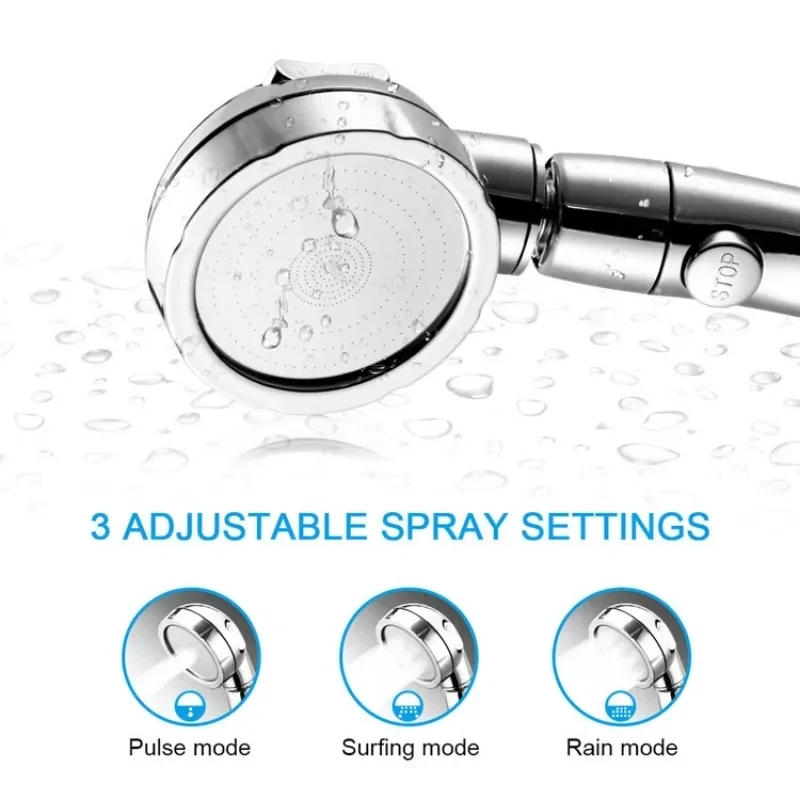 3 Spray Setting with ON/OFF Pause Switch 360 Degrees Rotating Handheld Shower Head Adjustable Water Saving Shower Head