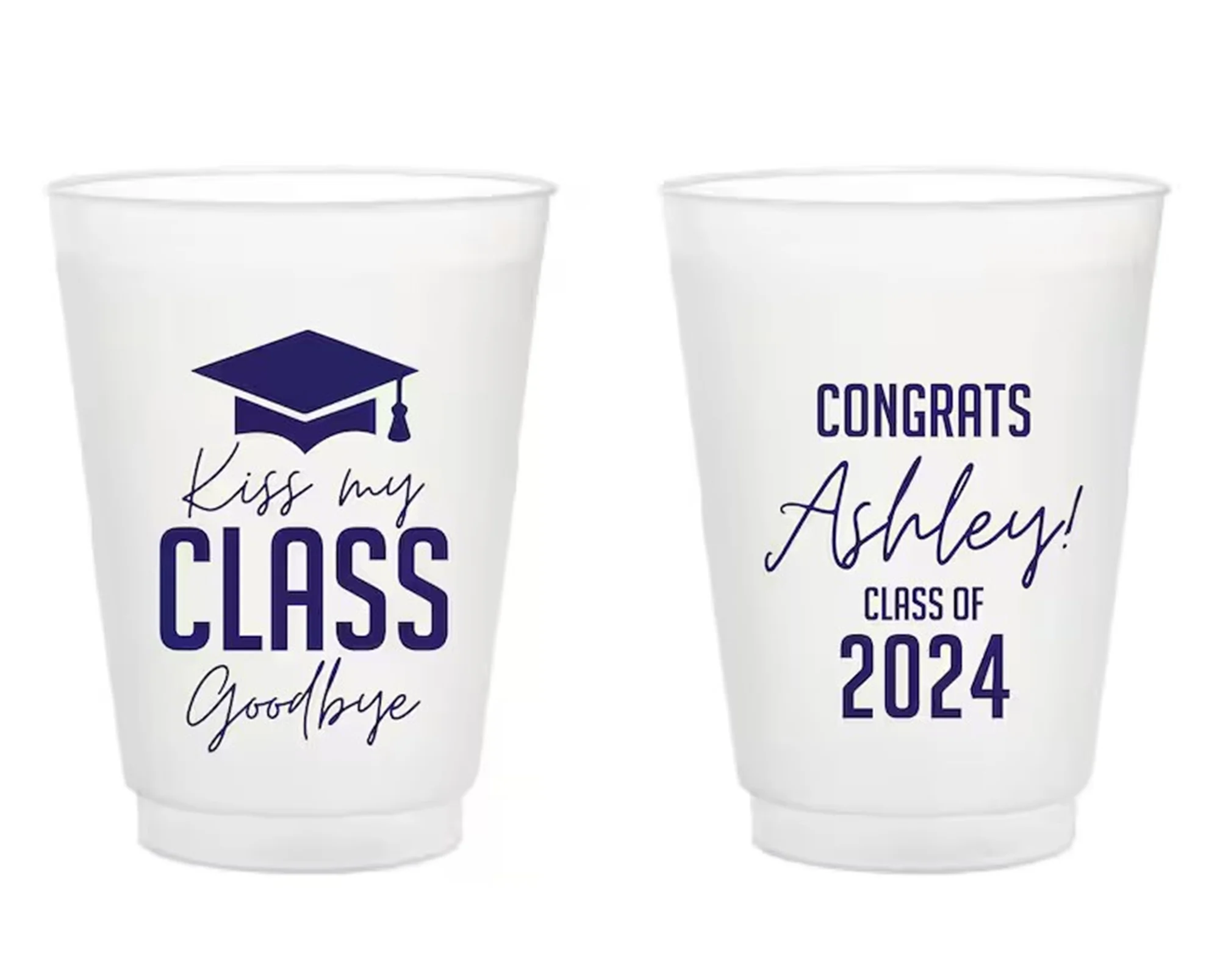 Vasos esmerilados de graduación personalizados, vasos esmerilados de graduación, vasos esmerilados para fiesta de graduación personalizados, plástico de graduación personalizado C