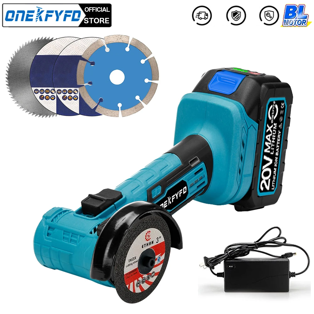 Brushless Mini  3inch Electric Angle Grinder Rechargeable Angle Grinder 180° Rotation Polishing Machine for Makita 18V Battery