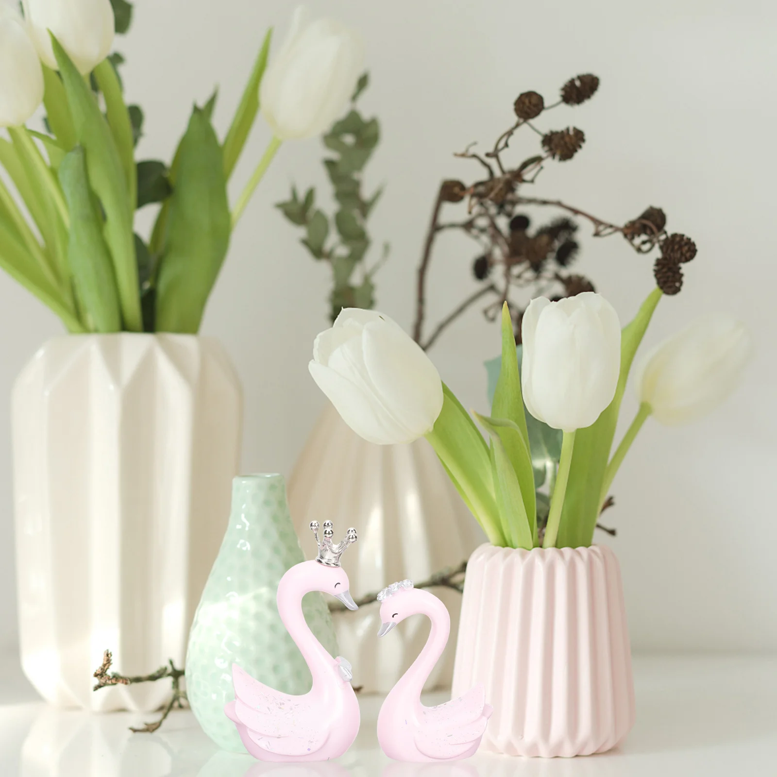 

1Pair Resin Swan Statue Crafts Decoration Home Cake Topper Photography Props Artistic Car Ornament Sculpture Swan Statue Crafts
