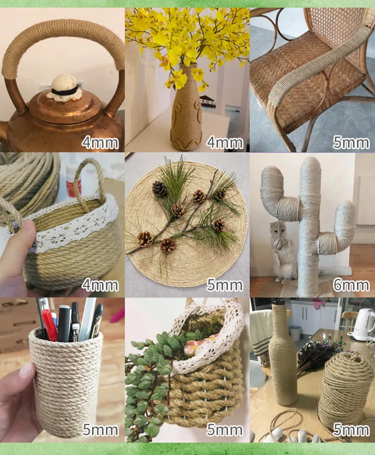 14mm 5/10/30M Natural Jute Rope Twine Rolls Rope Hemp Twisted Cord Macrame String Pet Scratching Handmade DIY Craft Decoration