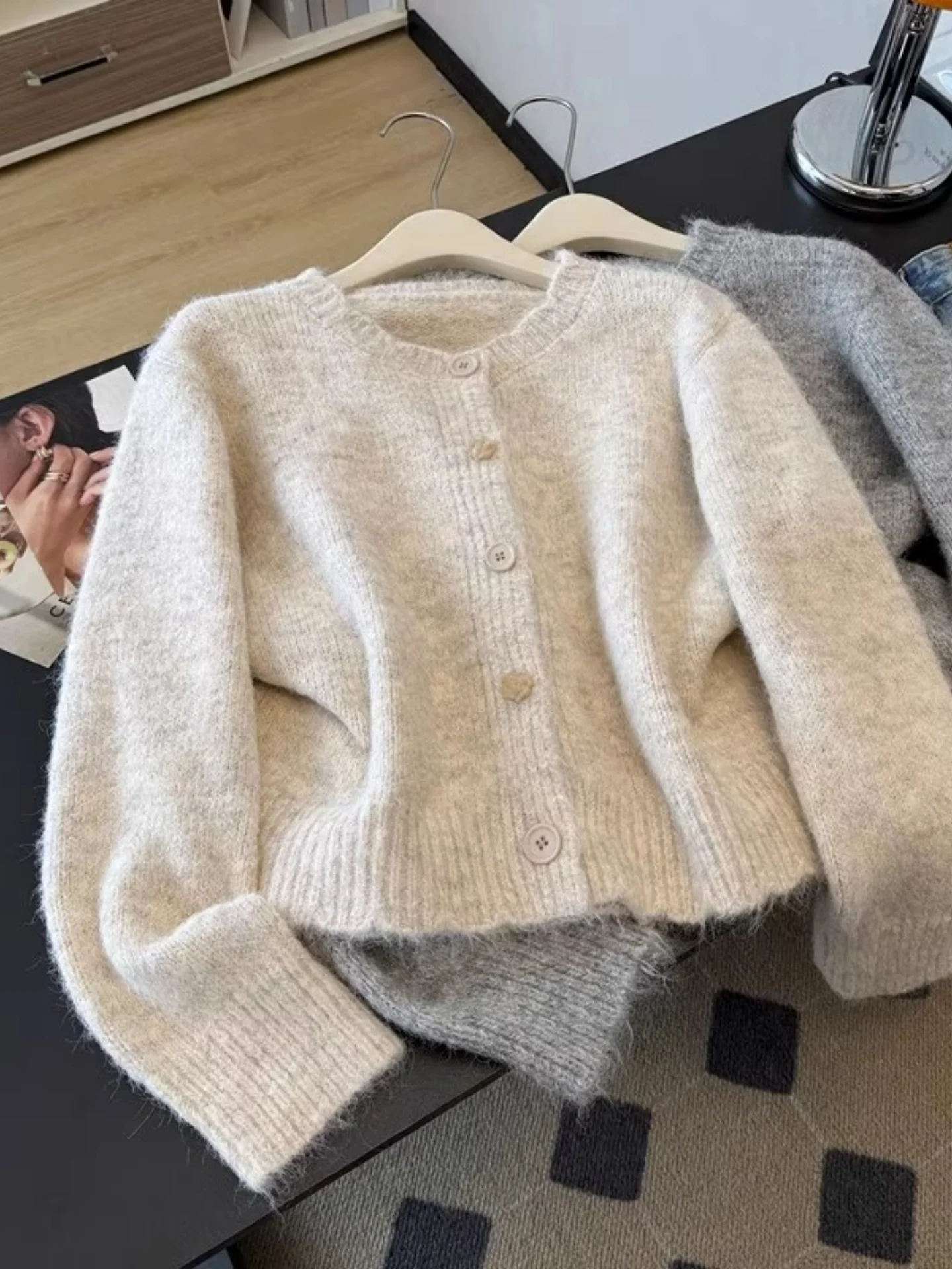 

Premium Knitted ort Cardigan Women's Outerwear Autumn Winter plus Size Slimming Sli Korean Sle Loose Fit Long Sve