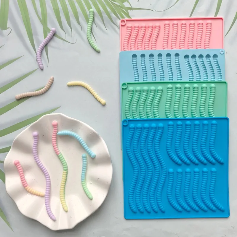 Silicone Gummy Worm Mold Non-Stick Design for Easy Release DIY Chocolate Candy Maker Ice Grid Tray for Baking Pudding Biscuits view 3