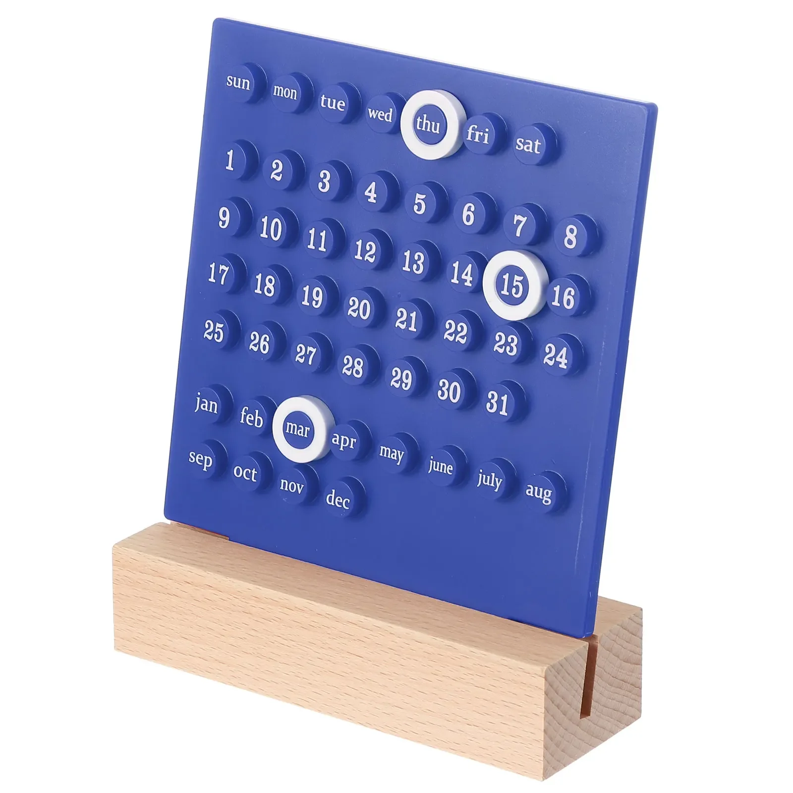 Wood Desk Perpetual Calendar Acrylic Wooden Base Handmade DIY Calendar Stand Wooden Month Week Date Display Office Decoration