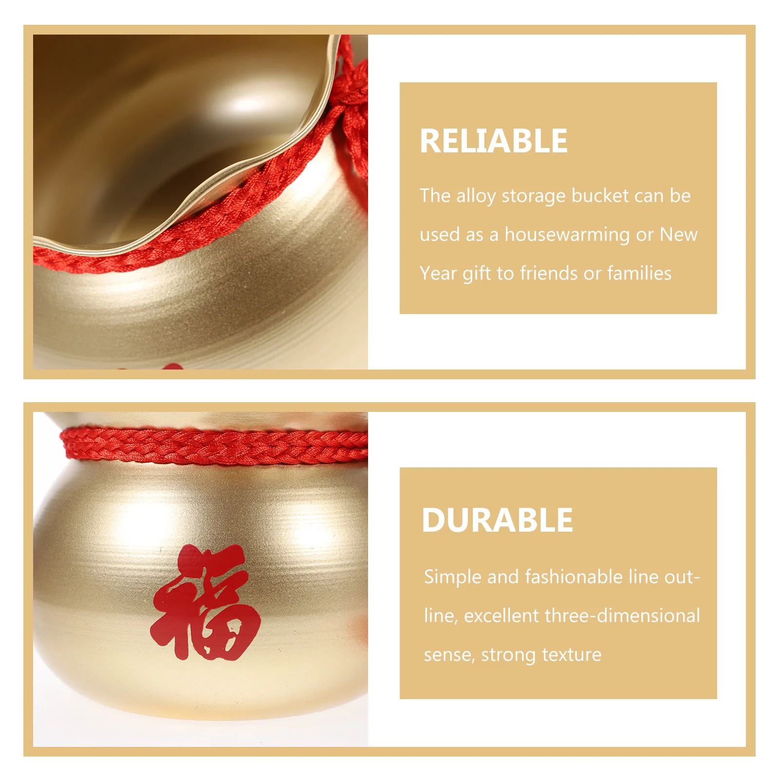 

New Year Style Alloy Flower Bucket Chinese New Year Decorations Multifunctional Storage Holder Home Office Decoration Gift