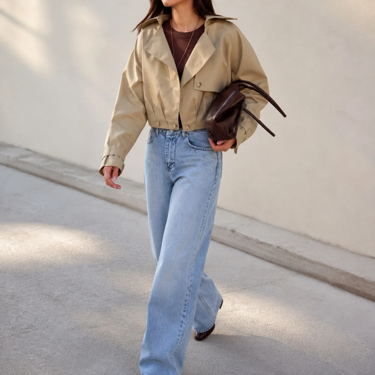 Loose Fit Patchwork Coat Elegant Commuter with Single Breasted Multi Button Cropped Short Length Thick Women Autumn Jacket