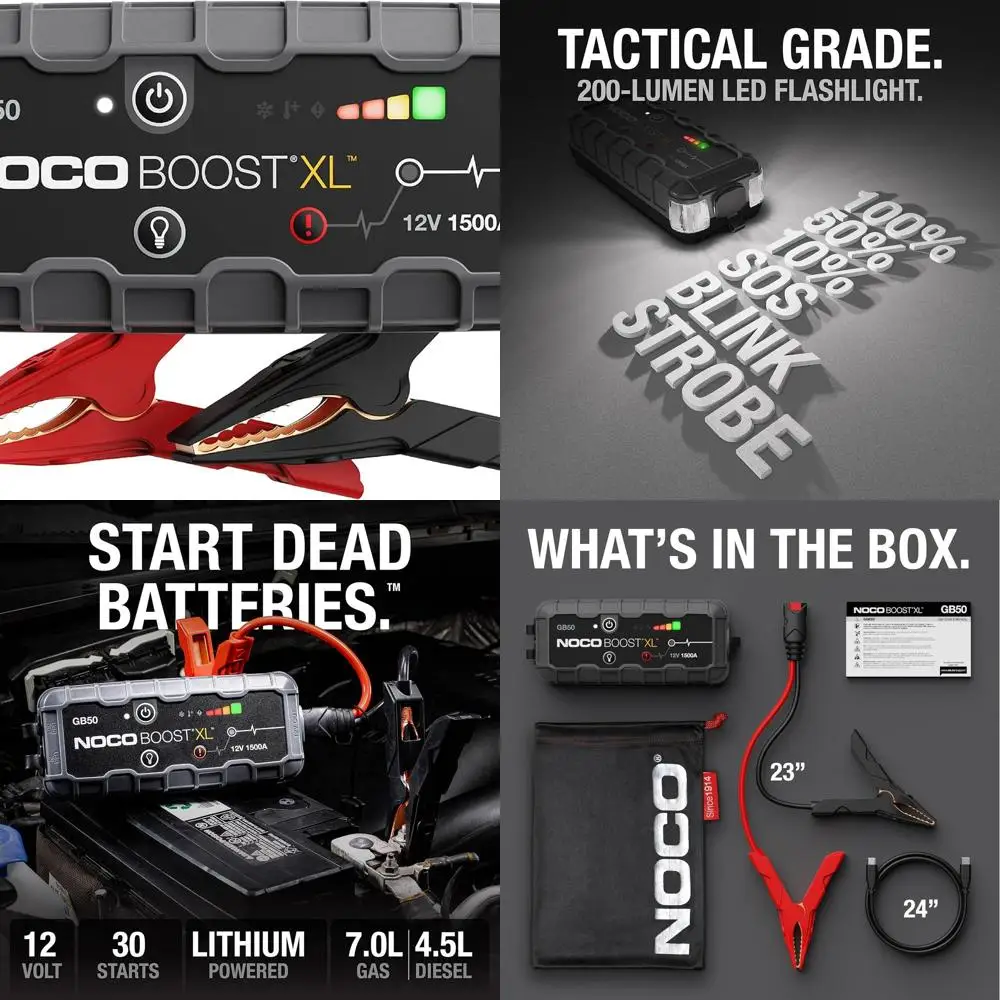 

Boost GB50: УльтраSafe Jump Starter 1500A — усилитель литиевой батареи 12 В, портативный блок для прыжков, внешний аккумулятор и перемычки — для