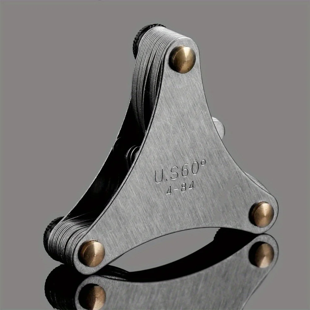 

Прецизионный измеритель шага резьбы из нержавеющей стали (США), 51 шт., 60 градусов, для резьбы 4-84, измерительный инструмент для резьбы, треугольный измерительный инструмент