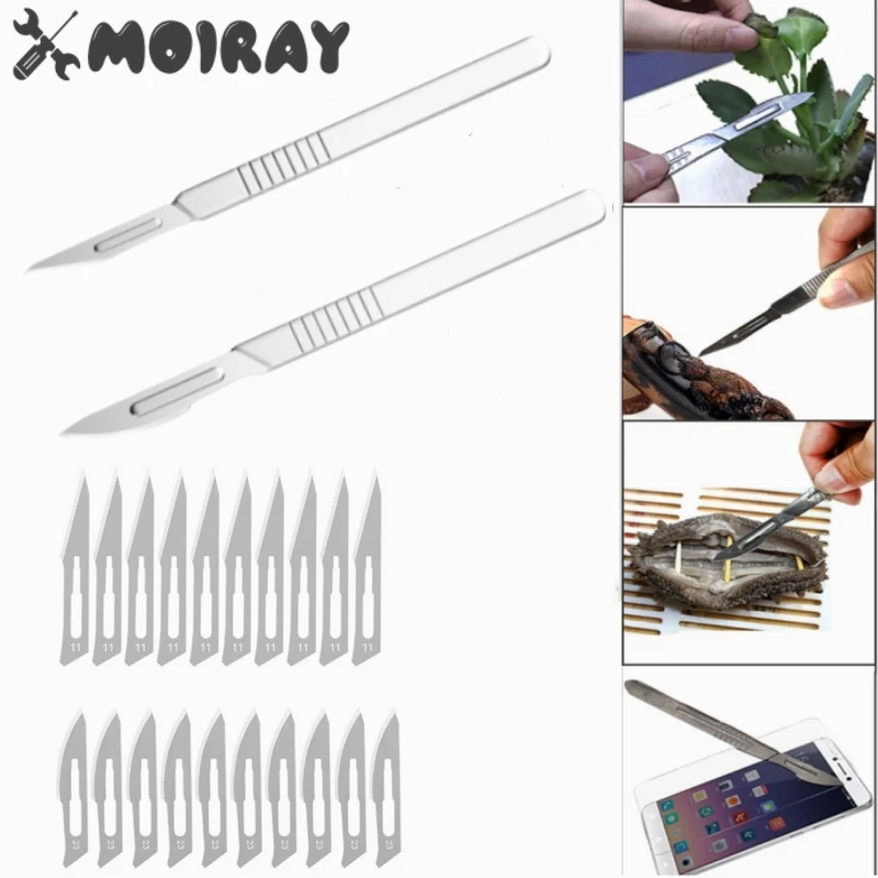 New Carbon Steel Surgical Scalpel Blades + Handle Scalpel DIY Cutting Tool PCB Repair Animal Surgical Knife Dropshiping