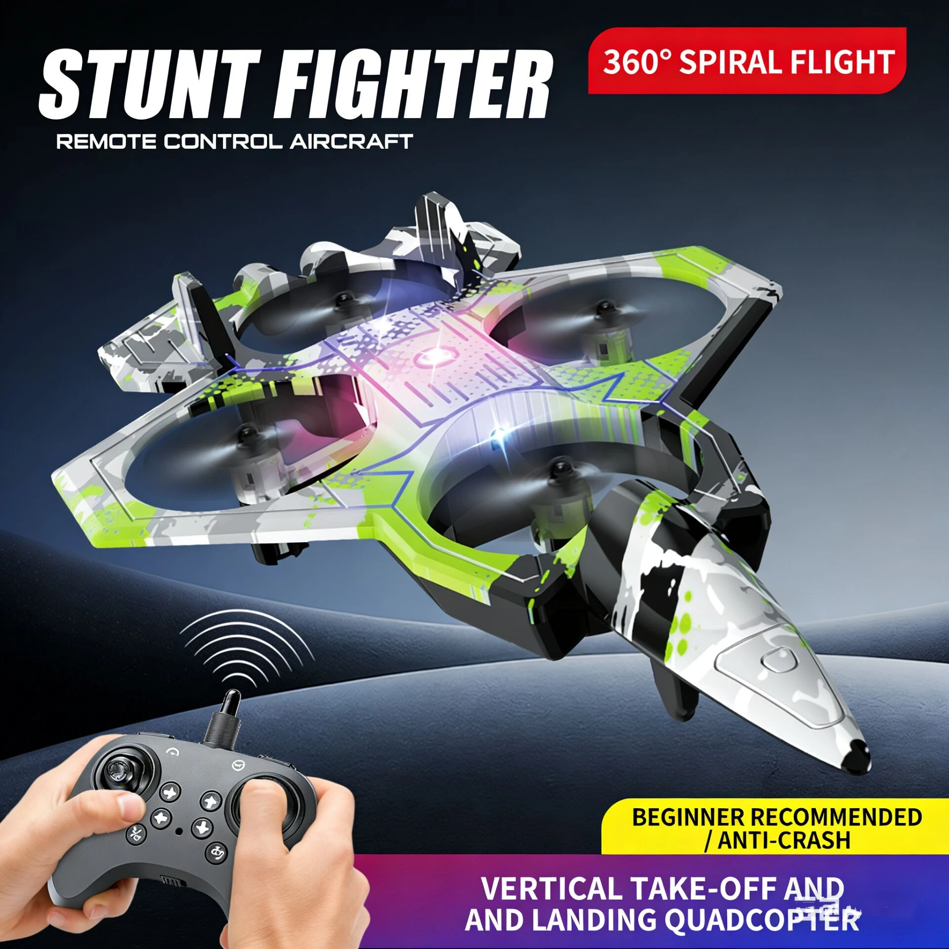 Aircraft Foam Stunt 360 ° Rotation Stunt Glider Airplane Fall Resistant Plane Toys for Kids Electric Fighter Remote Control