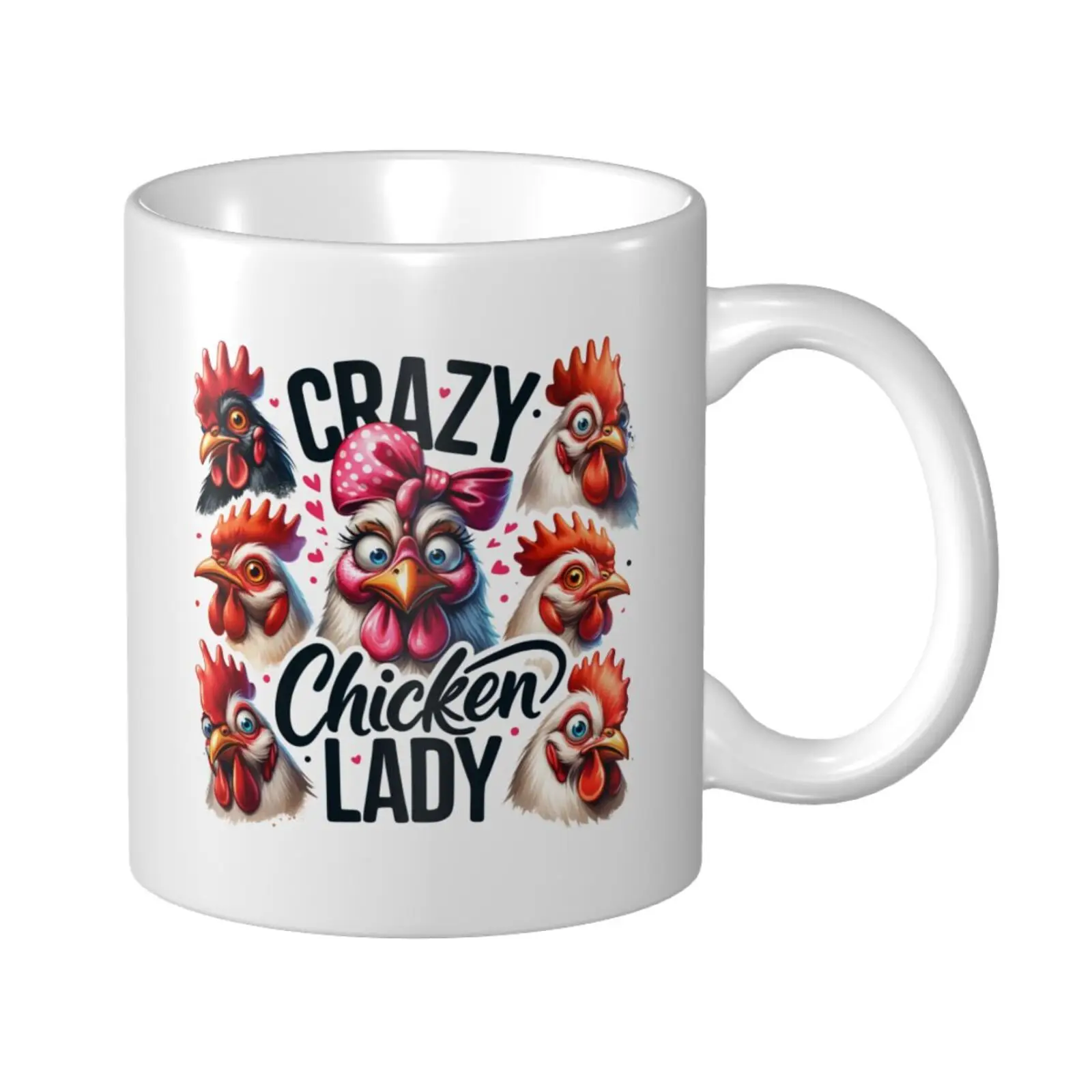 Crazy Chicken Lady Coffee Mug Funny Ceramic Cups Office Tea Cocoa Cup Home Kitchen Decor Unique Gift