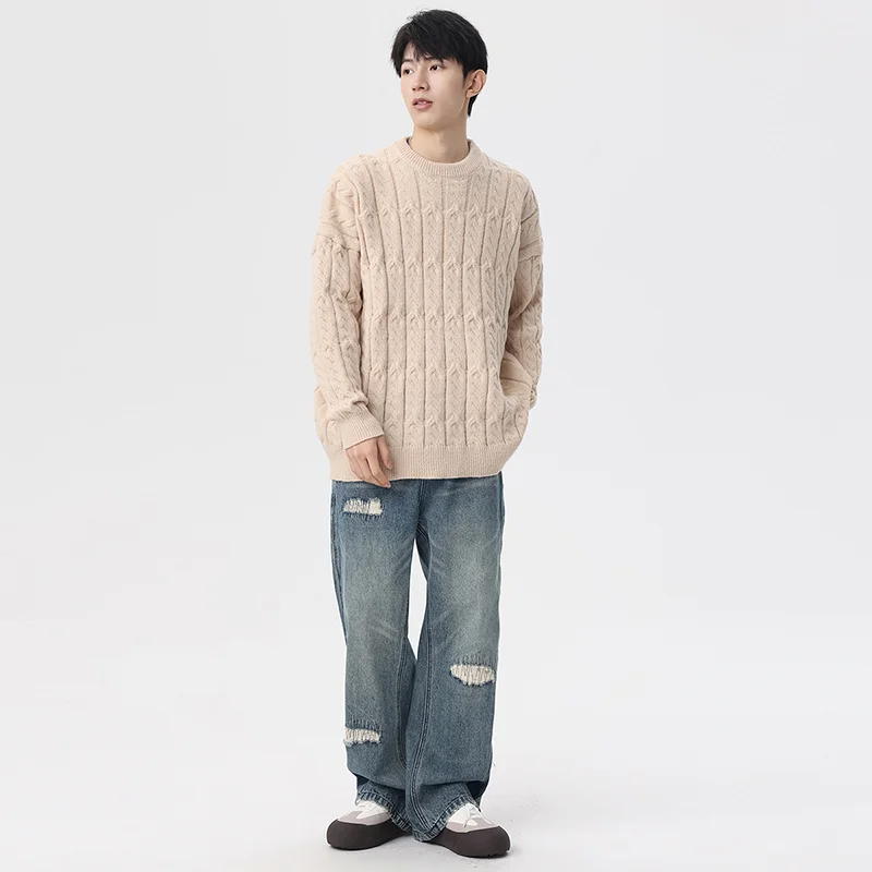 

Round Neck Sweater Men's Autumn and Winter Pullover Knit Top