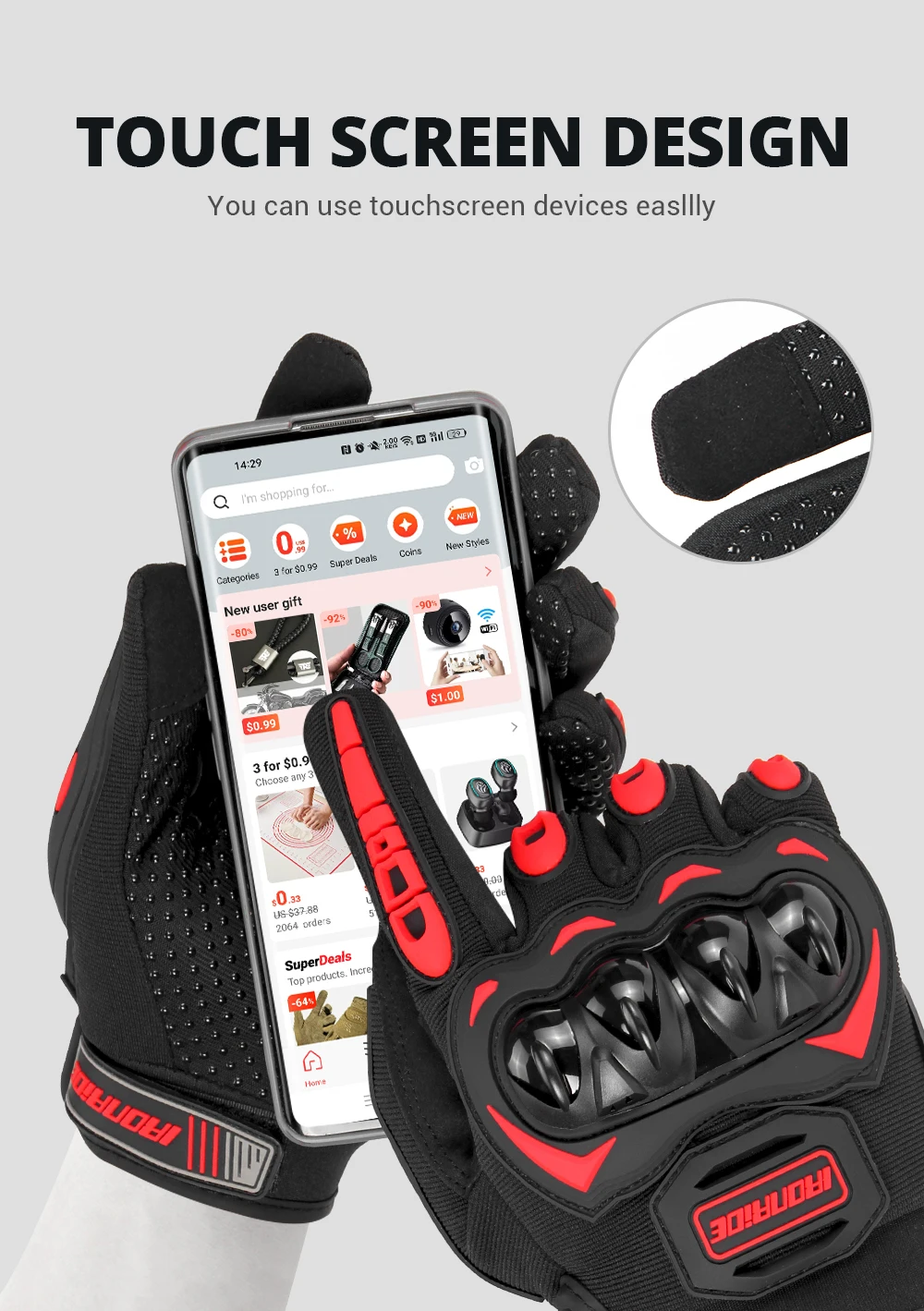 Motorrad Handschuhe Sommer Wasserdichte Touchscreen Voll Finger Handschuhe Schutz Anti-herbst Guantes Moto Nicht-slip Reiten Handschuhe – Detail 7